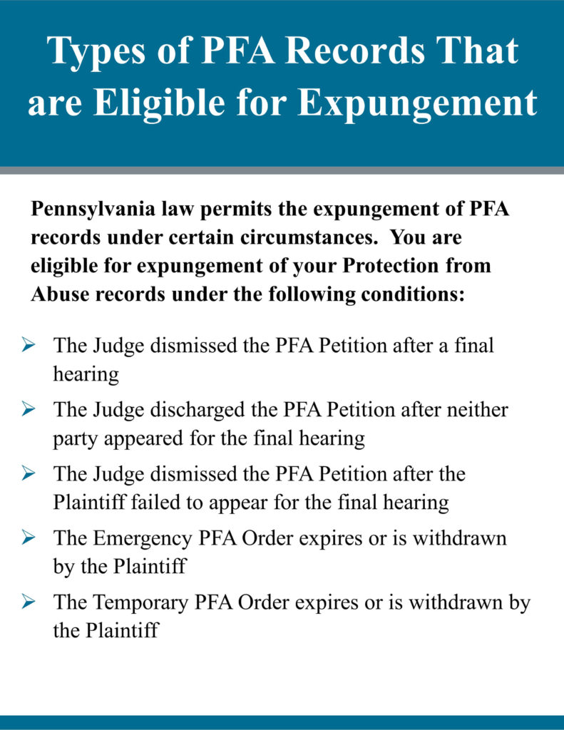 PFAs that are eligible for expungement