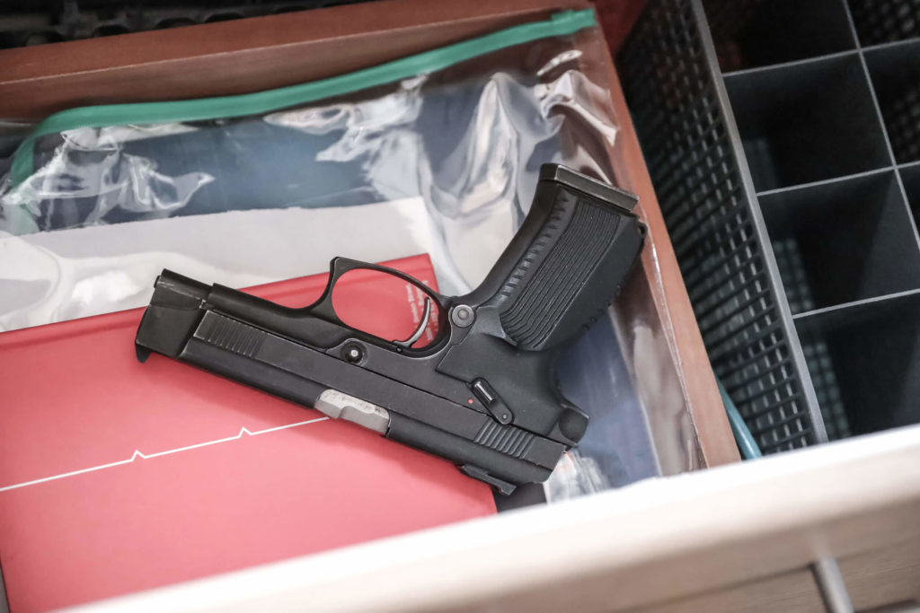 Handgun in drawer
