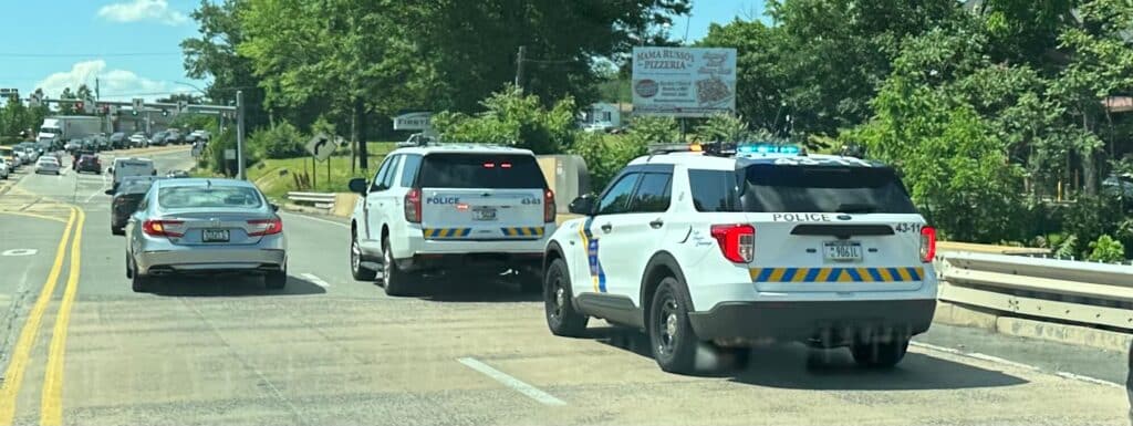Police officer making a car stop for DUI
