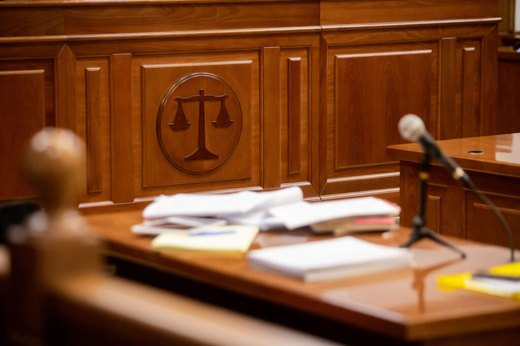 Courtroom table in juvenile court