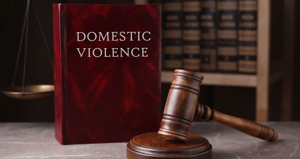  Domestic violence law book and court gavel