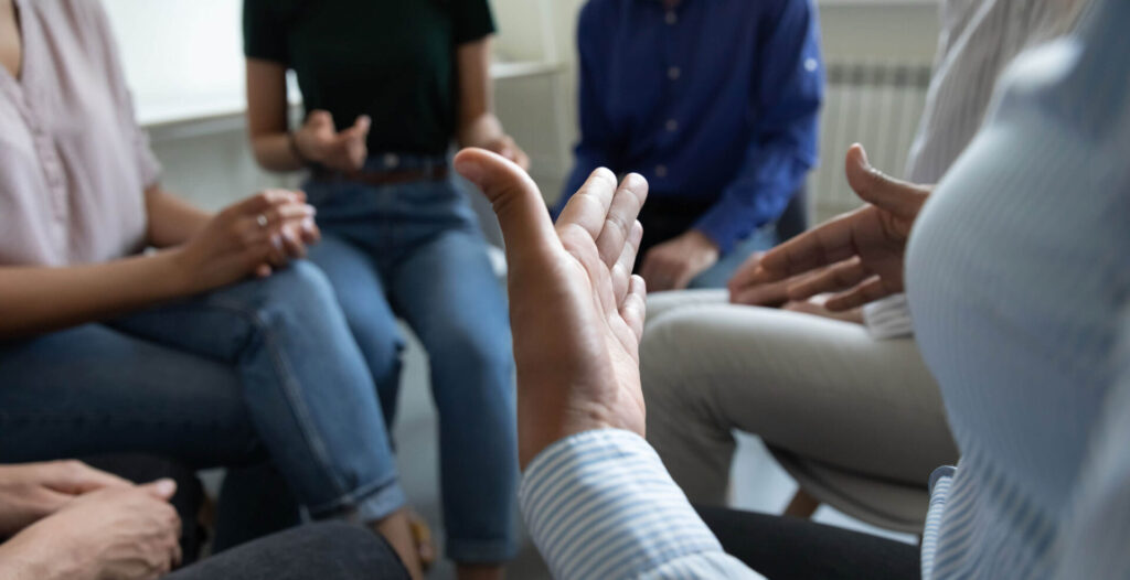 A group of people participating in drug and alcohol counseling
