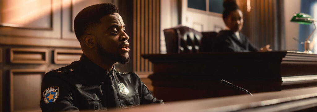 Police officer testifying during a criminal trial