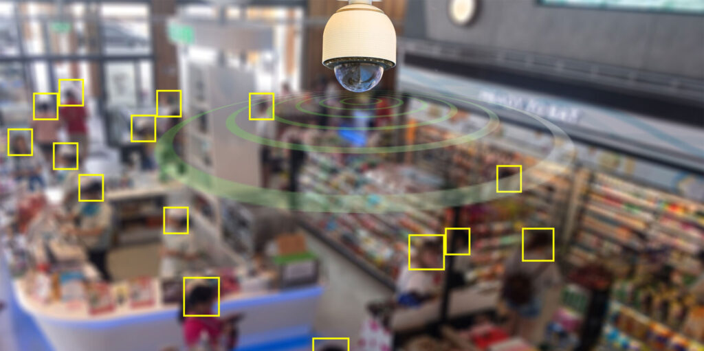 Security surveillance camera in a retail store
