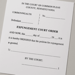 Copy of a blank Pennsylvania expungement court order