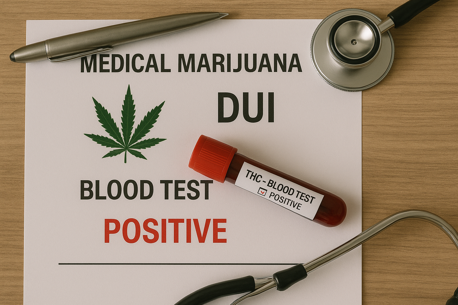 Blood test showing the presence of marijuana (THC) in the blood of a medical marijuana patient.