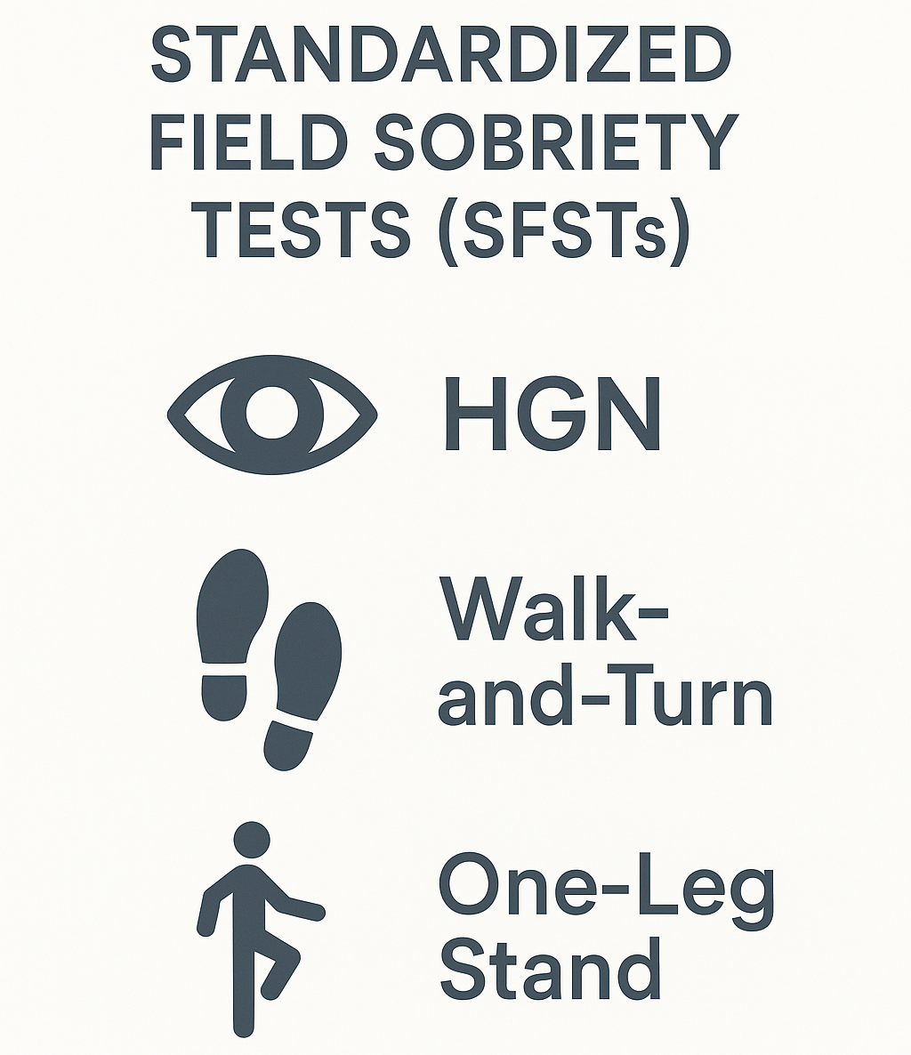 List of standardized field sobriety tests for DUI.